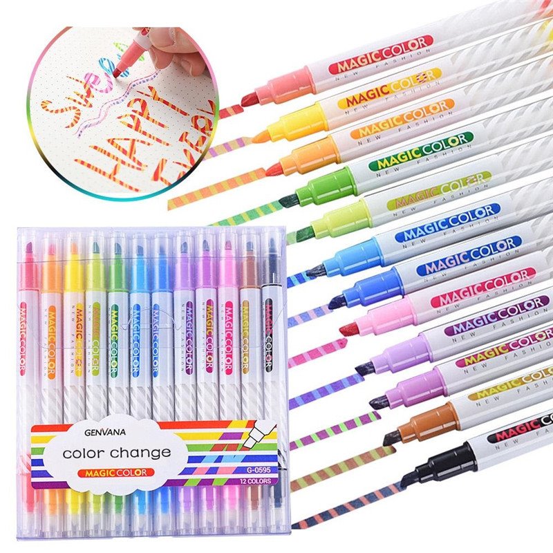 12 ชิ้น Dual Tips เปลี่ยนปากกาเน้นข้อความ