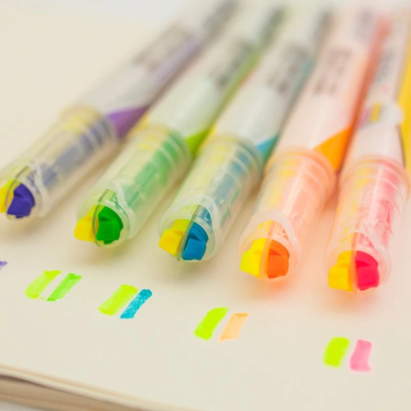 ปากกาเน้นข้อความเรืองแสงสีคู่ 5 ชิ้น