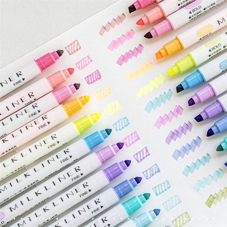 ปากกาเน้นข้อความสีอ่อนสองด้าน