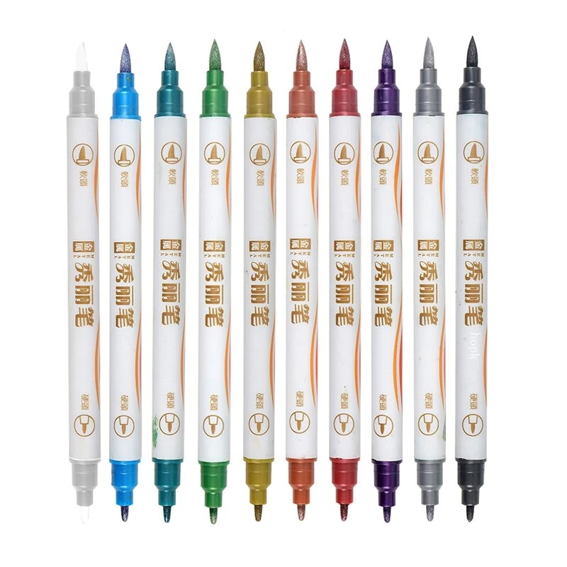 ปากกาเมทัลลิก 10 สี ปลายคู่
