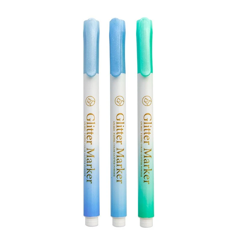 ปากกาเน้นข้อความกลิตเตอร์สีพาสเทลอ่อนโยน