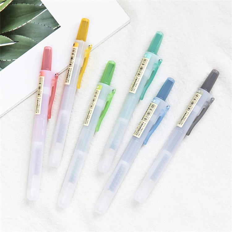ปากกาเน้นข้อความแบบหดได้สีอ่อน 6 ชิ้น