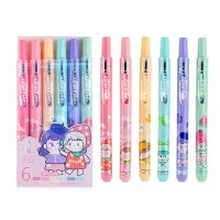 ปากกาเน้นข้อความกลิ่นผลไม้ Retracable 6 ชิ้น