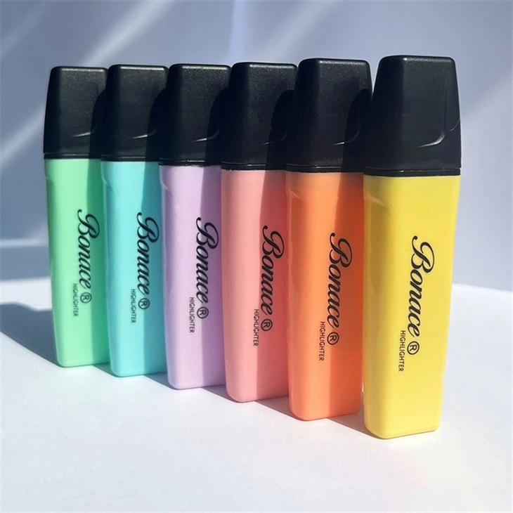 ปากกาเน้นข้อความกลิตเตอร์สีพาสเทลอ่อนโยน